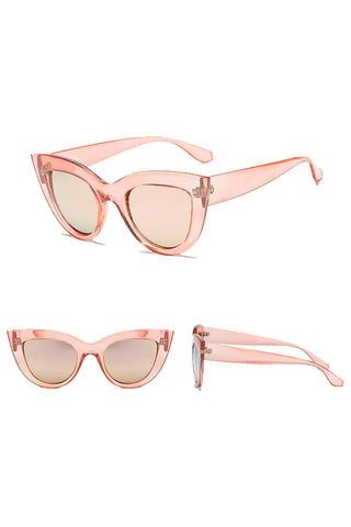 Clear Pink Vintage Chunky Cat Eye Sunglasses