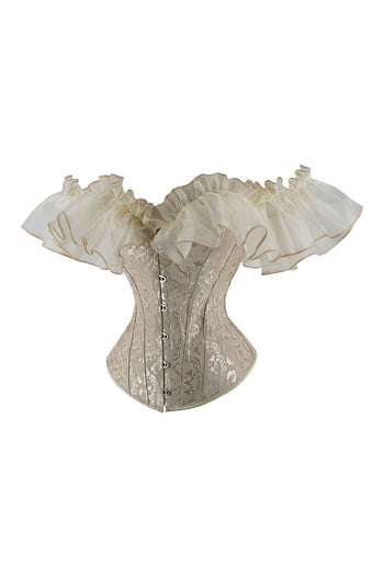 Atomic Apricot Ruffle Off-Shoulder Overbust Corset
