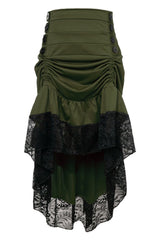 Atomic Army Green Gothic High-Waisted Buttoned Tiered Skirt