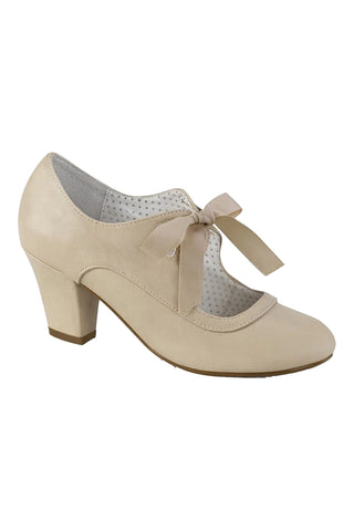 Atomic Beige Bowknot Mary Jane Pumps