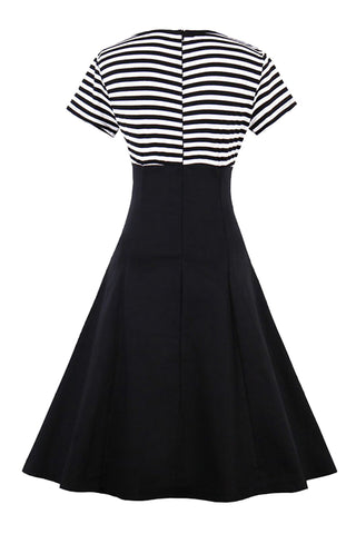 Atomic Black Buttoned Stripe Vintage Dress