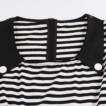 Atomic Black Buttoned Stripe Vintage Dress