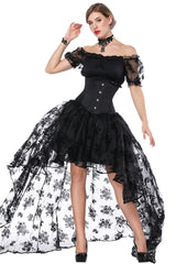 Atomic Black Off Shoulder Top with Underbust Corset and Skirt
