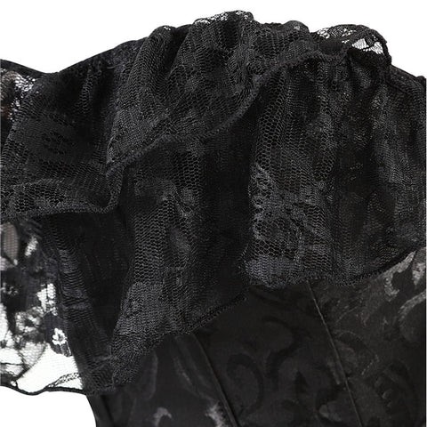 Atomic Black Jacquard Off Shoulder Floral Corset | Corset Top Outfit | Victorian Gothic Corset | Burlesque Corset Outfit
