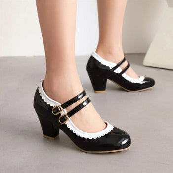 Atomic Black Single Strapped Mary Jane Pumps