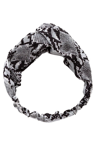 Atomic Gray Snake Cross Elastic Headband | Animal Print Headband | Rockabilly Headband | Retro Headband
