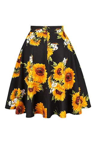 Atomic Black Sunflower Rockabilly Skirt