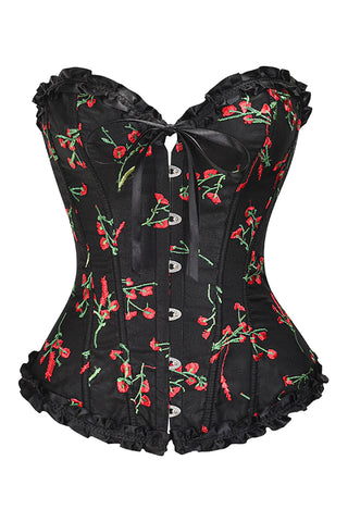 Atomic Black Victorian Floral Goth Overbust Corset