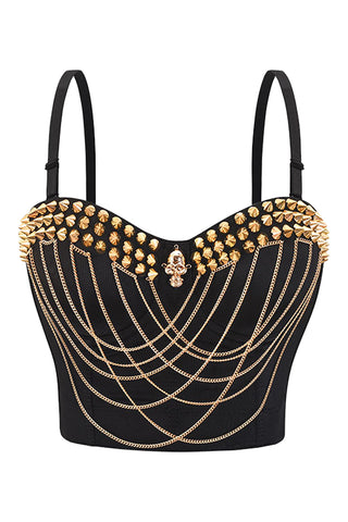 Atomic Black and Gold Chained Skull Crop Top