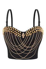 Atomic Black and Gold Chained Skull Crop Top