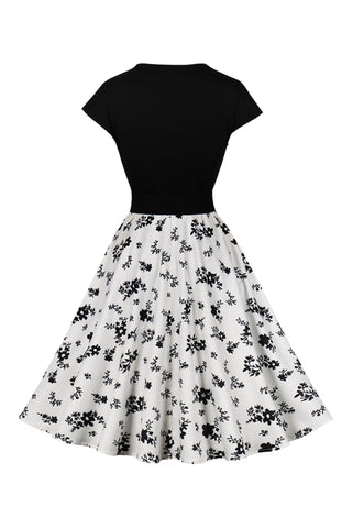 Atomic Black and White Classic Floral Rockabilly Dress
