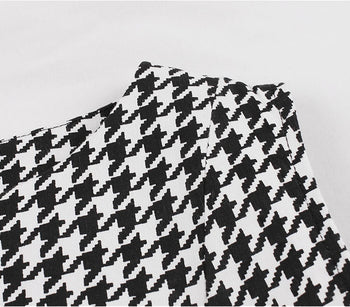 Atomic Black and White Houndstooth Belted Dress | Retro Rockabilly Cocktail Dress