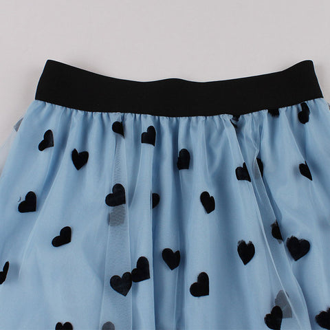 Atomic Blue Heart Double Layered Skirt