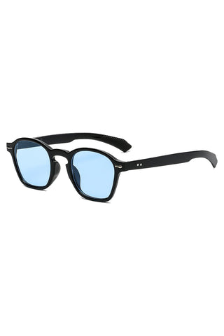 Transform your look by putting on our Atomic Blue Retro Square Gradient Sunglasses. This pair of sunglasses features square shaped frame, embellishment on the corner frame, gradient lens, and it's light on the nose.