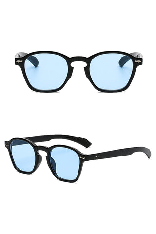 Transform your look by putting on our Atomic Blue Retro Square Gradient Sunglasses. This pair of sunglasses features square shaped frame, embellishment on the corner frame, gradient lens, and it's light on the nose.
