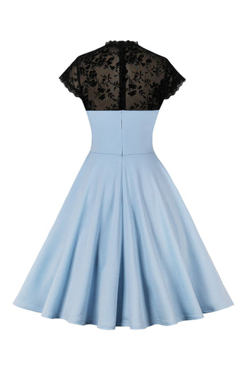 Atomic Blue Vintage Floral Lace Dress