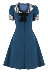 Atomic Blue Vintage Peter Pan Midi Dress | Rockabilly Outfit