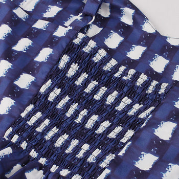 Atomic Blue and White Vintage Square Patterned Dress