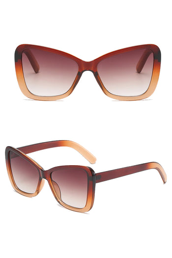 All eyes on you with this beautiful Atomic Brown Butterfly Retro Sunglasses. This pair of sunglasses features retro-inspired big square frames, gradient lens, and it's light on the nose.