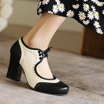 Atomic Classic Color Blocked Hollowed High Heels