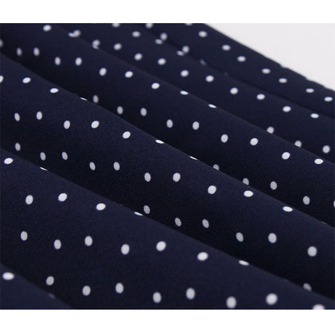 Atomic Dark Blue Polka Dot Tie Collar Vintage Dress