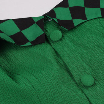 Atomic Green Checkered Vintage Halter Dress