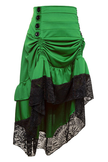 Atomic Green Gothic High-Waisted Buttoned Tiered Skirt