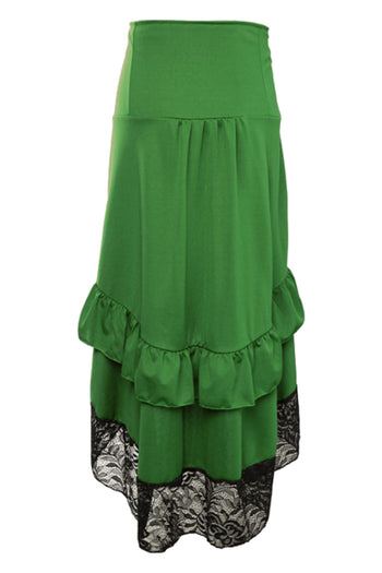 Atomic Green Gothic High-Waisted Buttoned Tiered Skirt