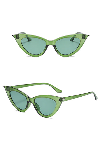 Stay shady with our Atomic Green Pointed Cat Eye Sunglasses. This pair of sunglasses features a pointed cat eye frame, gradient lens, and it's light on the nose.