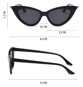 Stay shady with our Atomic Black Pointed Cat Eye Sunglasses. This pair of sunglasses features a pointed cat eye frame, gradient lens, and it's light on the nose.