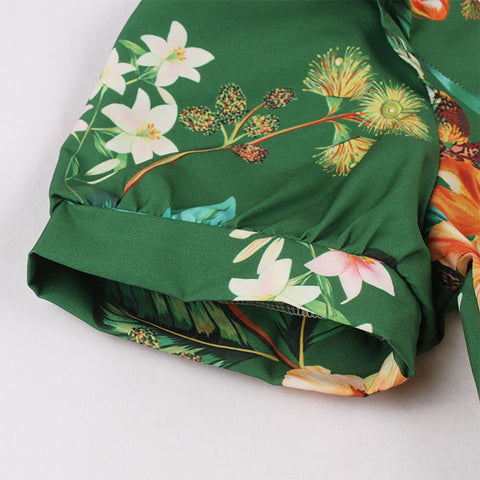 Atomic Green Retro Floral Vintage Dress