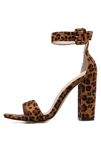 Atomic Leopard Printed Ankle Strapped High Heels | Animal Print Sandals 