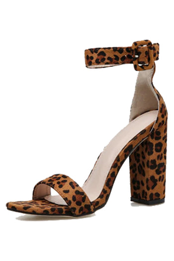 Atomic Leopard Printed Ankle Strapped High Heels | Animal Print Sandals 
