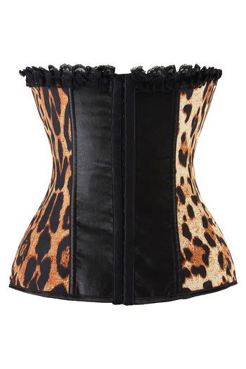 Atomic Leopard Printed Trimmed Overbust Corset | Animal Print Corset 