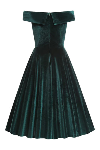 Atomic Malachite Blue Velvet Elegance Vintage Dress