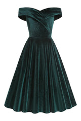 Atomic Malachite Blue Velvet Elegance Vintage Dress