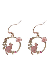 Atomic Pink Starry Cat Earrings