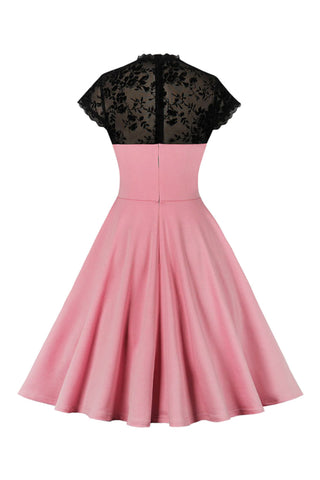 Atomic Pink Vintage Floral Lace Dress