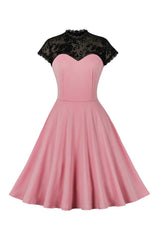 Atomic Pink Vintage Floral Lace Dress