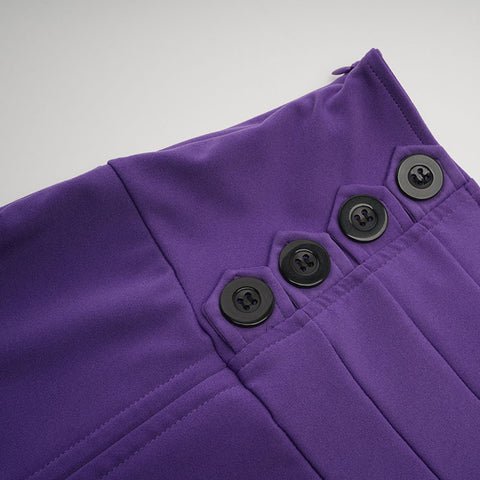 Atomic Purple Gothic High-Waisted Buttoned Tiered Skirt