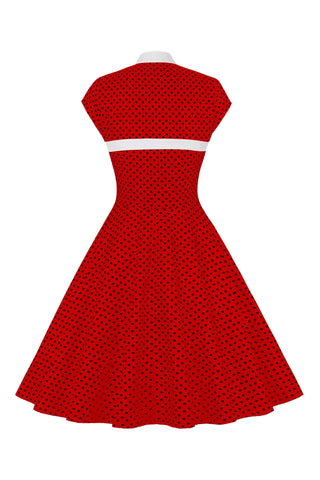 Atomic Red Polka Dot Hollow Out Vintage Dress