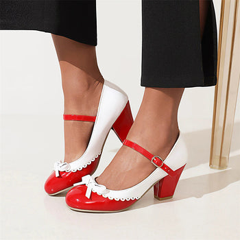 Atomic Red Single Strapped Mary Jane Pumps