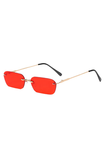Atomic Red Retro Rectangle Gradient Rimless Sunglasses