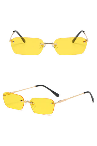 Atomic Yellow Retro Rectangle Gradient Rimless Sunglasses
