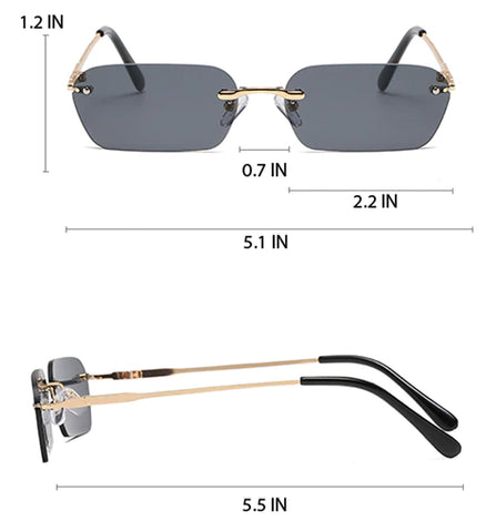 Atomic Brown Retro Rectangle Gradient Rimless Sunglasses