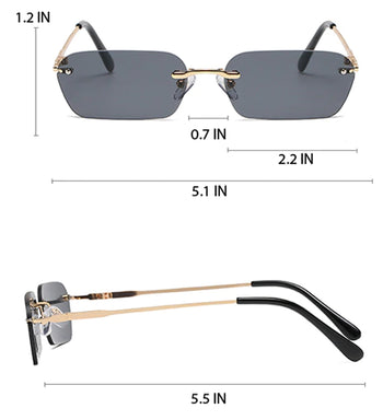 Atomic Black Retro Rectangle Gradient Rimless Sunglasses