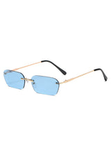 Atomic Blue Retro Rectangle Gradient Rimless Sunglasses