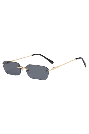 Atomic Black Retro Rectangle Gradient Rimless Sunglasses