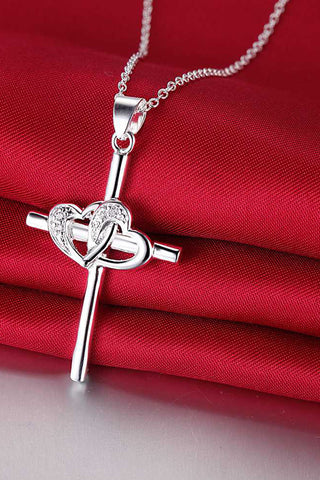 Atomic Silver Cross My Heart Necklace