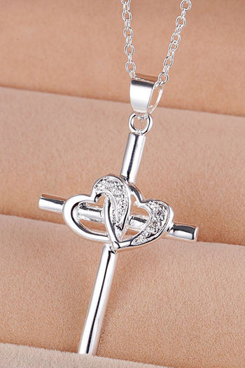 Atomic Silver Cross My Heart Necklace